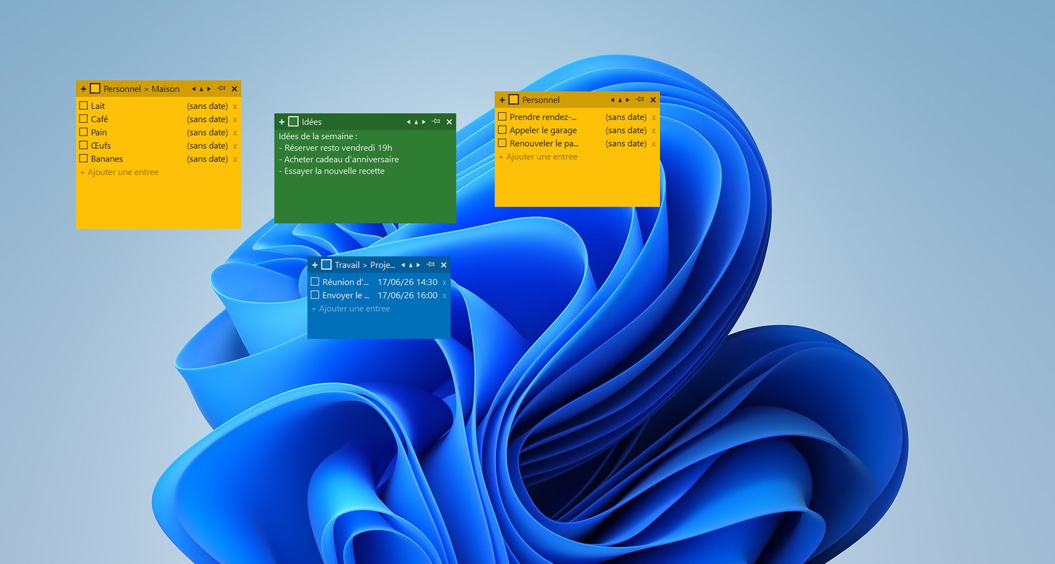 Vue d'ensemble des notes sur le bureau
